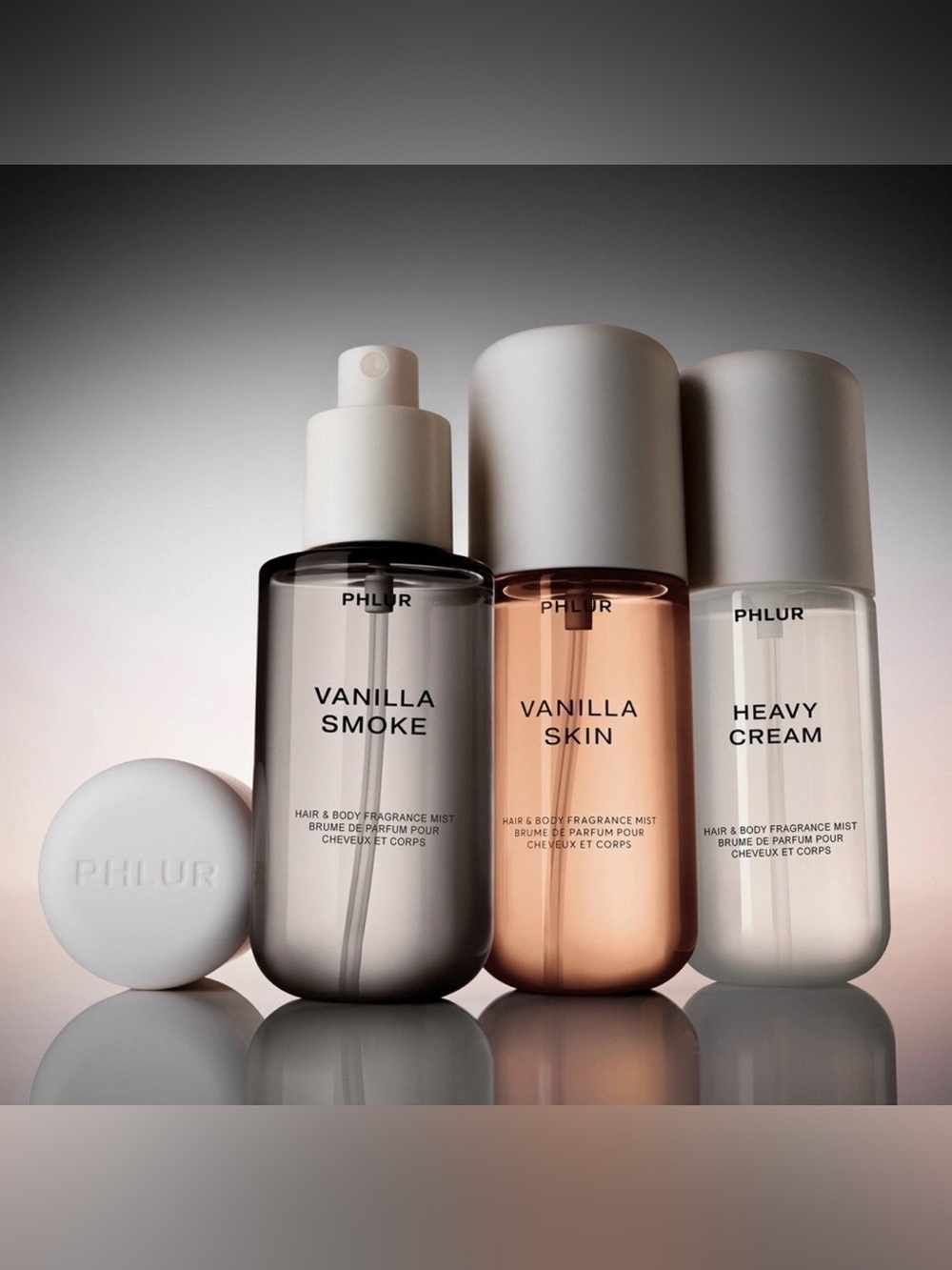 PHLUR Decadent Layering Set Vanilla Smoke Skin Heavy Cream Travel Mists